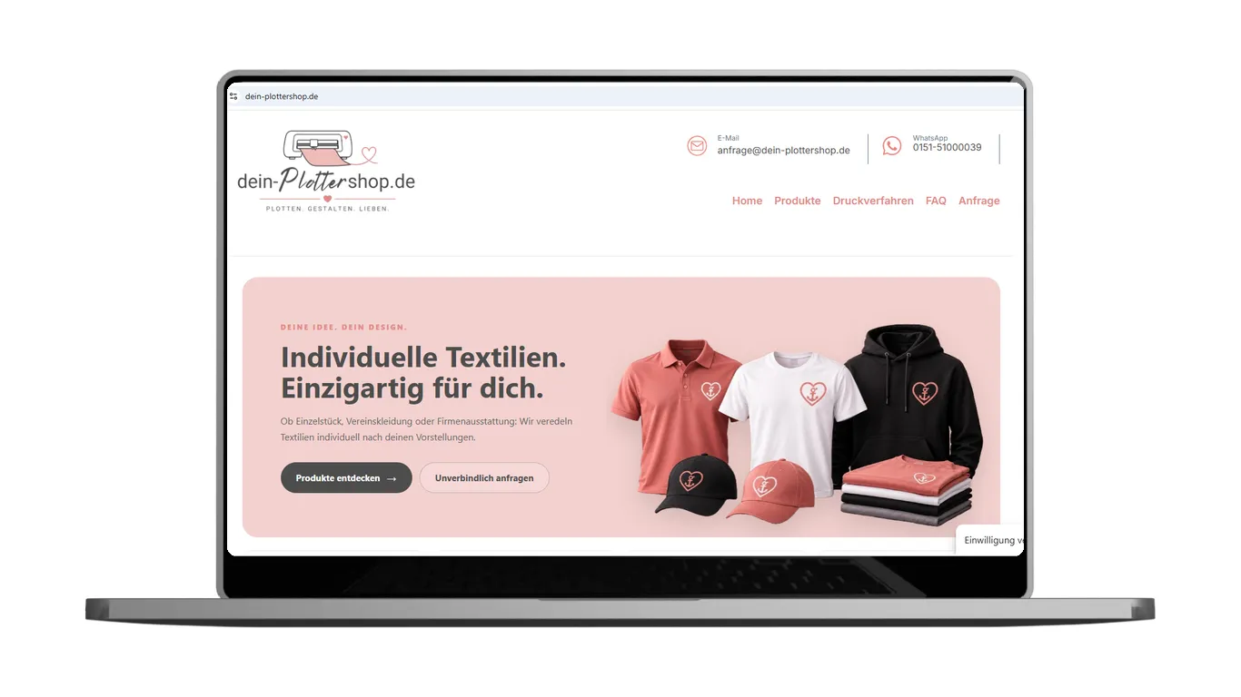 Webdesign in Ostfriesland – WordPress Referenz Dein Plottershop